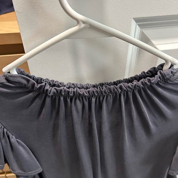 BLVD Charcoal Ruffle Sleeve Blouse - Picture 4 of 4